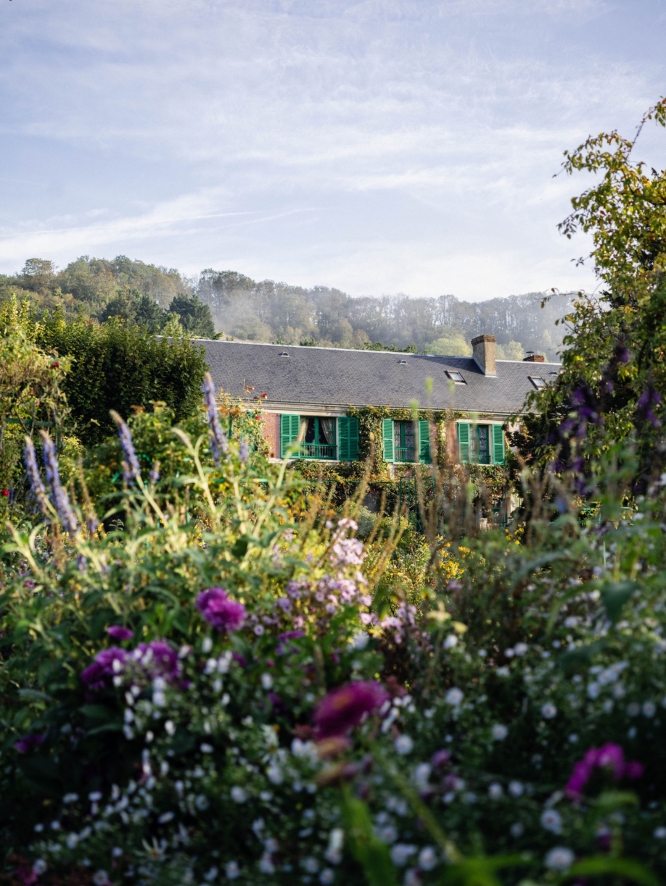 View of Claude Monet's home in Giverny, France from the garden.