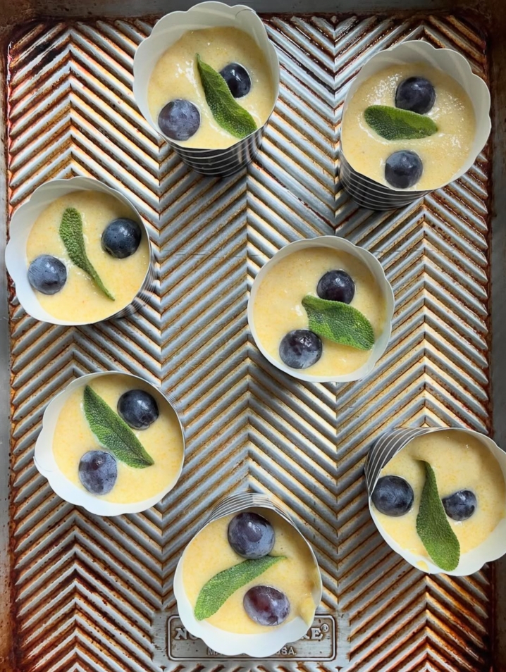 Blueberry and sage treats ready to be baked.