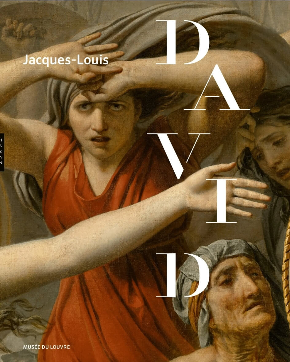 Jacques-Louis David exhibit poster for the Louvre in Paris, France featuring historic painting.