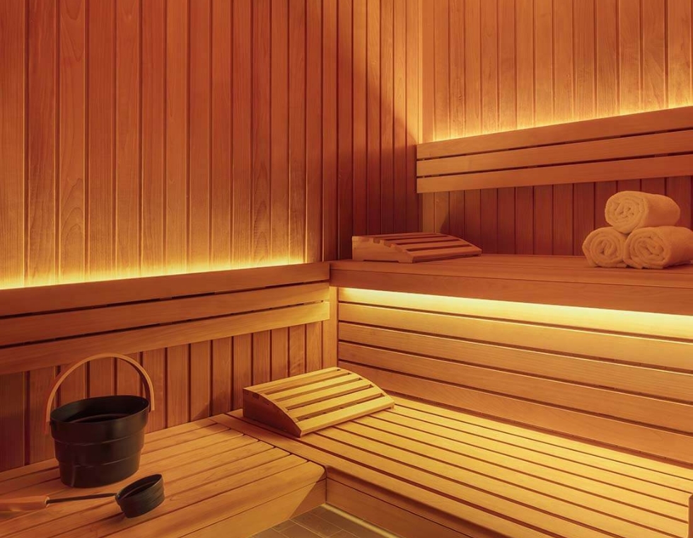 La Fantaisie Spa in Paris, France with soft lighting and multi-level seating.