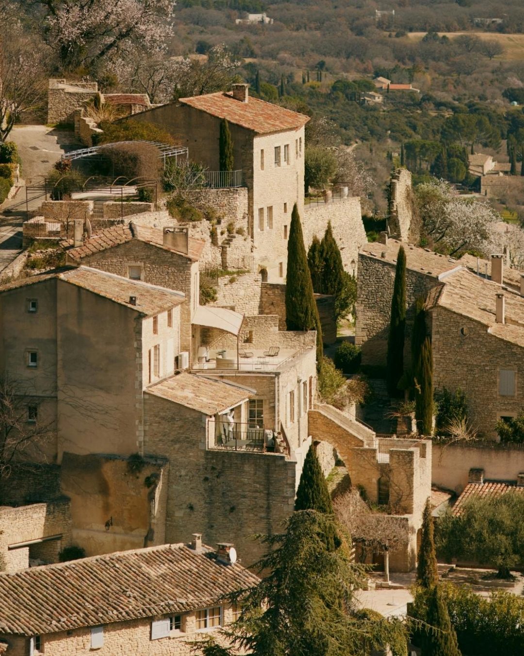 Hillside homes in the French countryside.